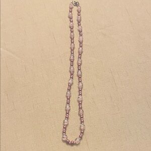 Pink Beaded Necklace with Clear Accent Beads